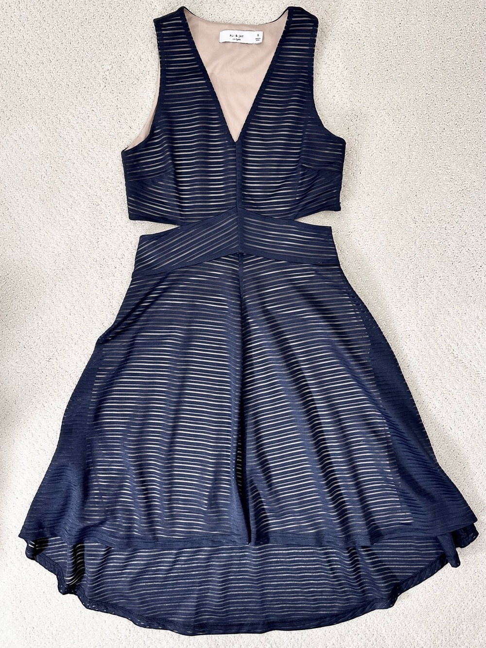 Ali & Jay Navy Cutout Dress Small Wedding Guest Dress Cocktail Dress Sleeveless